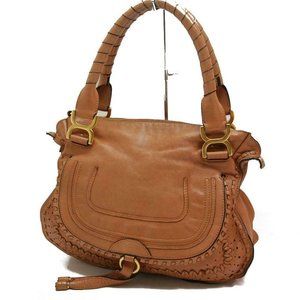 Auth Chloe Marcie Medium Shoulder Bag Leather Bron